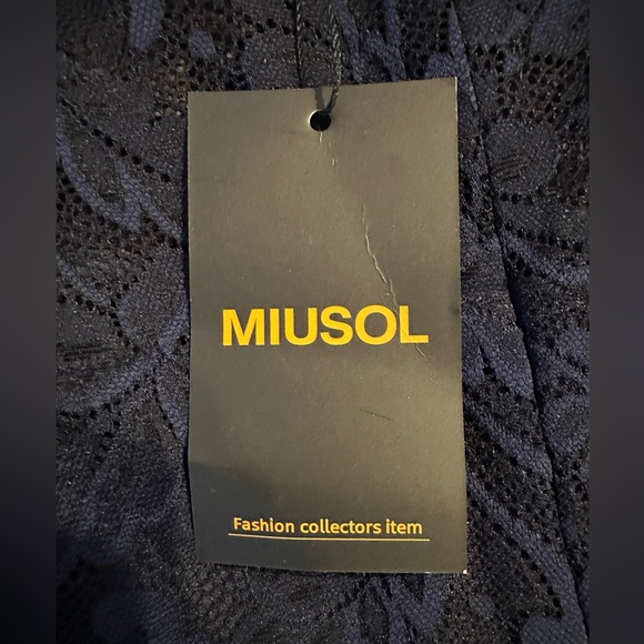 🎉3xHP🎉 🆕 Miusol Ruffle Trim Lace Cocktail Dress - Navy Blue - Size L (8/10) - Picture 8 of 15